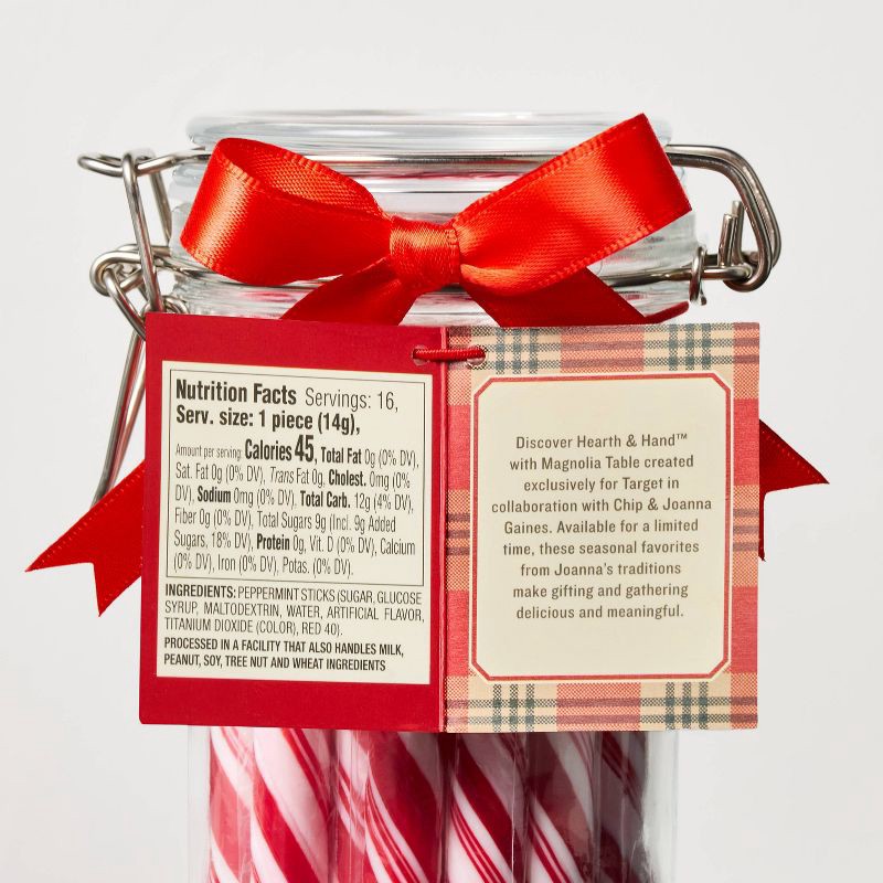 slide 2 of 3, Hearth & Hand with Magnolia Table Peppermint Sticks in Glass Latch Jar Christmas Candies - 8.4oz - Hearth & Hand™ with Magnolia Table, 8.4 oz