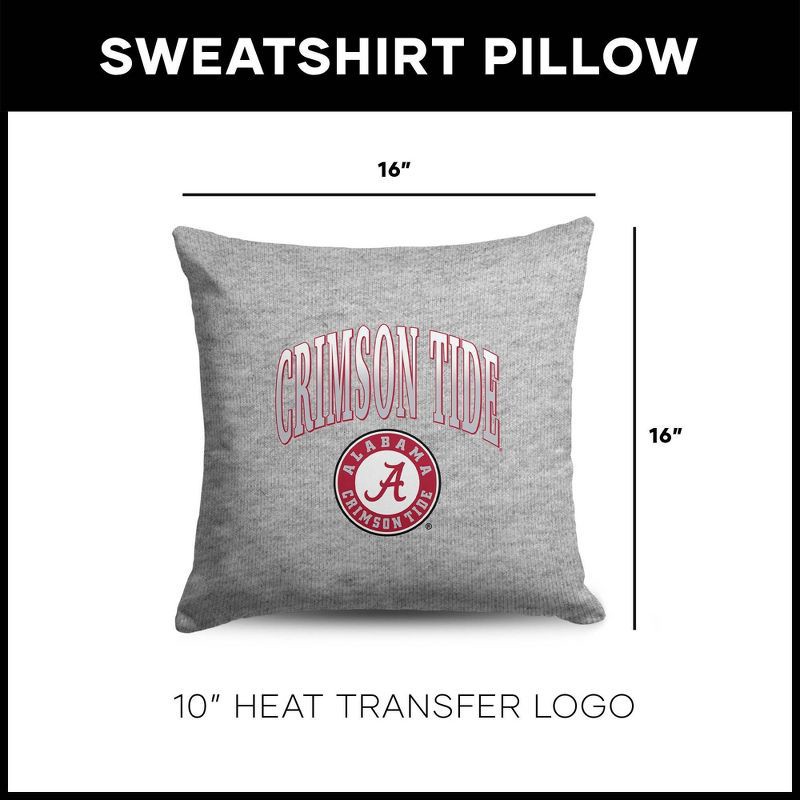 slide 5 of 5, NCAA Alabama Crimson Tide 16" Heather Gray Sweatshirt Pillow, 1 ct