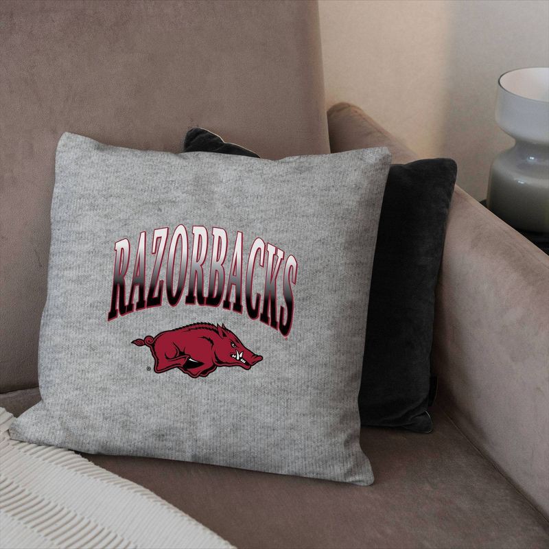 slide 3 of 5, NCAA Arkansas Razorbacks 16" Heather Gray Sweatshirt Pillow, 1 ct