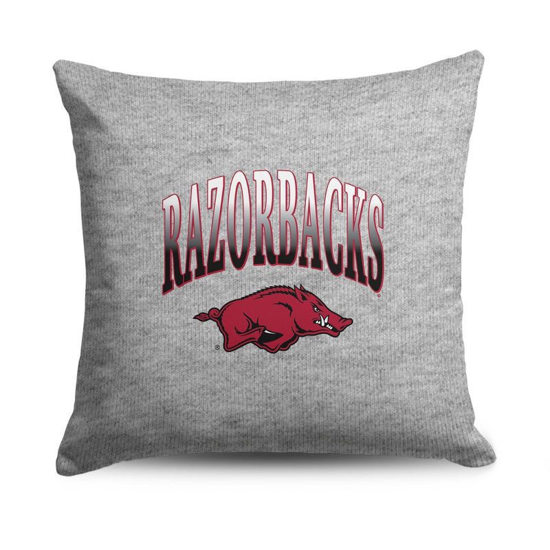 slide 1 of 5, NCAA Arkansas Razorbacks 16" Heather Gray Sweatshirt Pillow, 1 ct