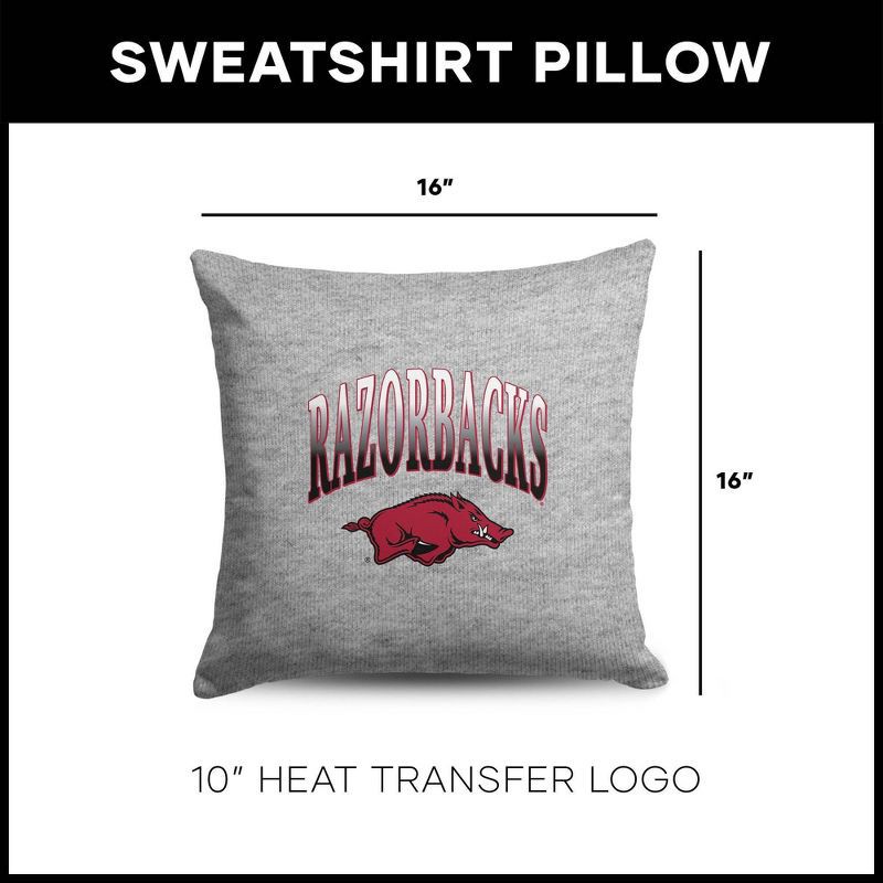 slide 5 of 5, NCAA Arkansas Razorbacks 16" Heather Gray Sweatshirt Pillow, 1 ct