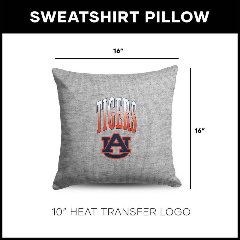 slide 5 of 5, NCAA Auburn Tigers 16" Heather Gray Sweatshirt Pillow, 1 ct