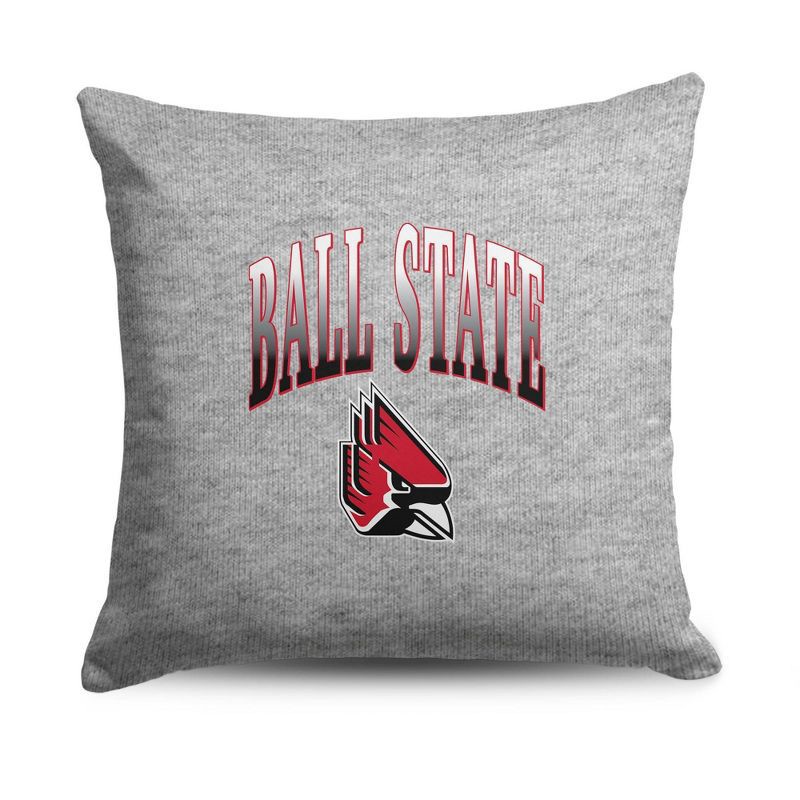 slide 1 of 5, NCAA Ball State Cardinals 16" Heather Gray Sweatshirt Pillow, 1 ct