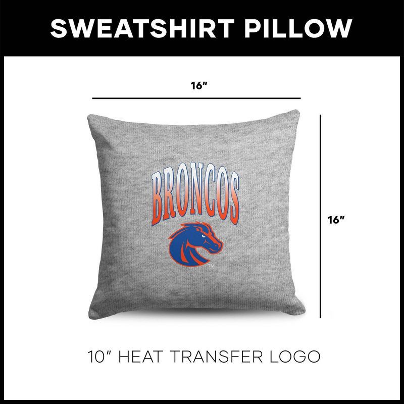 slide 5 of 5, NCAA Boise State Broncos 16" Heather Gray Sweatshirt Pillow, 1 ct