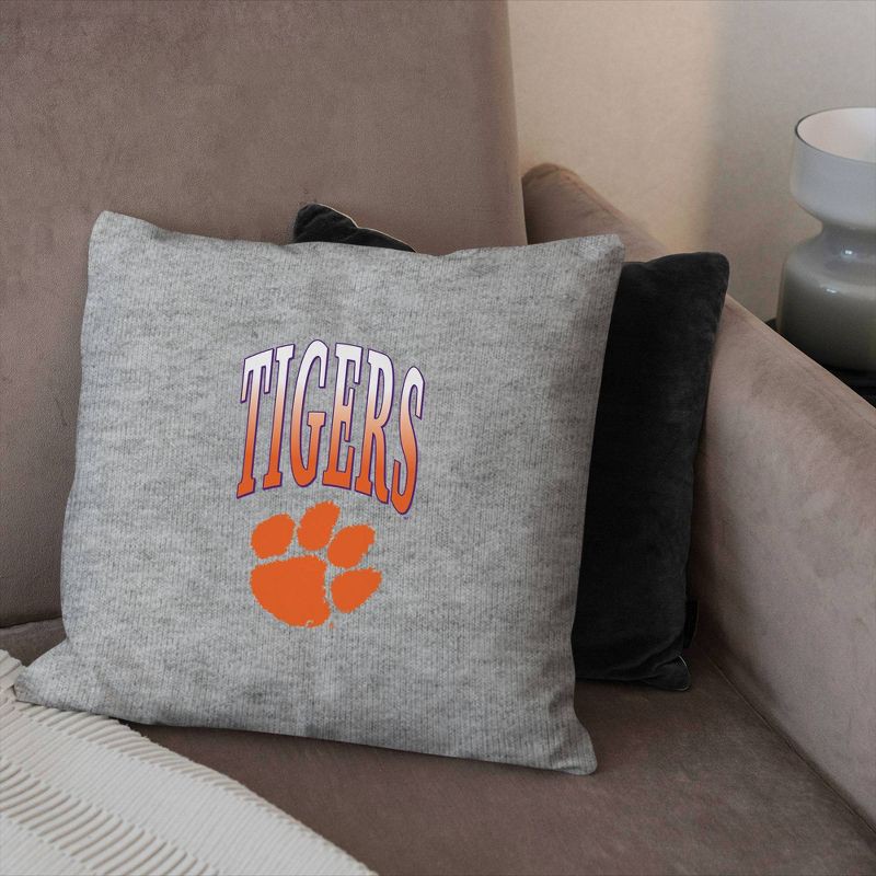 slide 3 of 5, NCAA Clemson Tigers 16" Heather Gray Sweatshirt Pillow, 1 ct