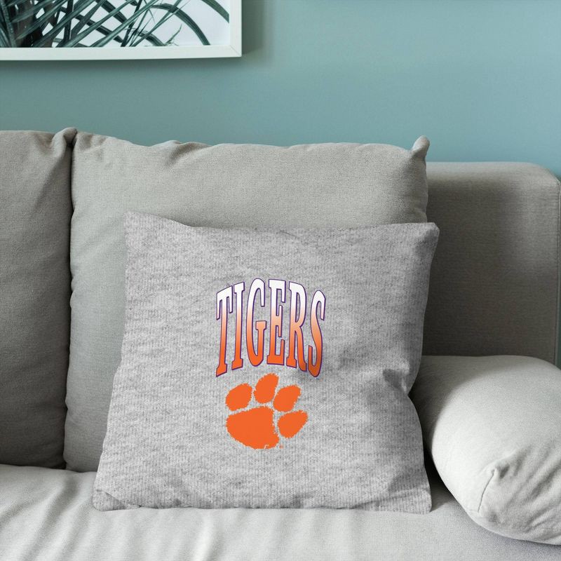 slide 4 of 5, NCAA Clemson Tigers 16" Heather Gray Sweatshirt Pillow, 1 ct