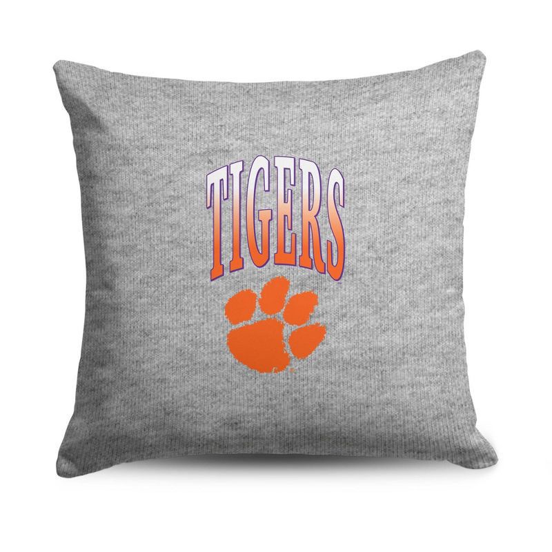 slide 1 of 5, NCAA Clemson Tigers 16" Heather Gray Sweatshirt Pillow, 1 ct
