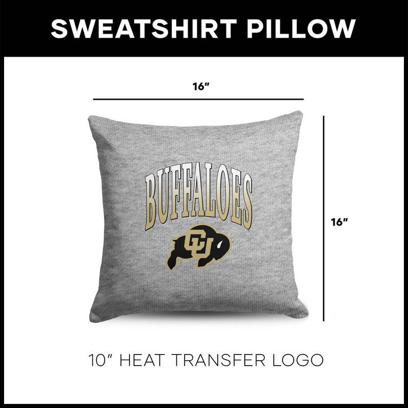 slide 5 of 5, NCAA Colorado Buffaloes 16" Heather Gray Sweatshirt Pillow, 1 ct