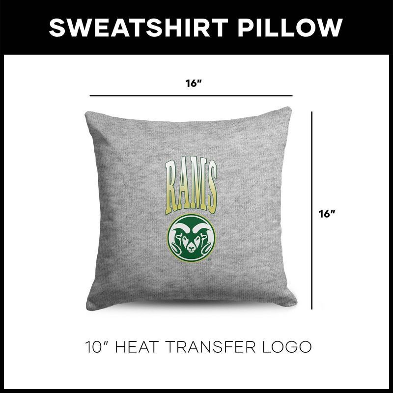 slide 5 of 5, NCAA Colorado State Rams 16" Heather Gray Sweatshirt Pillow, 1 ct