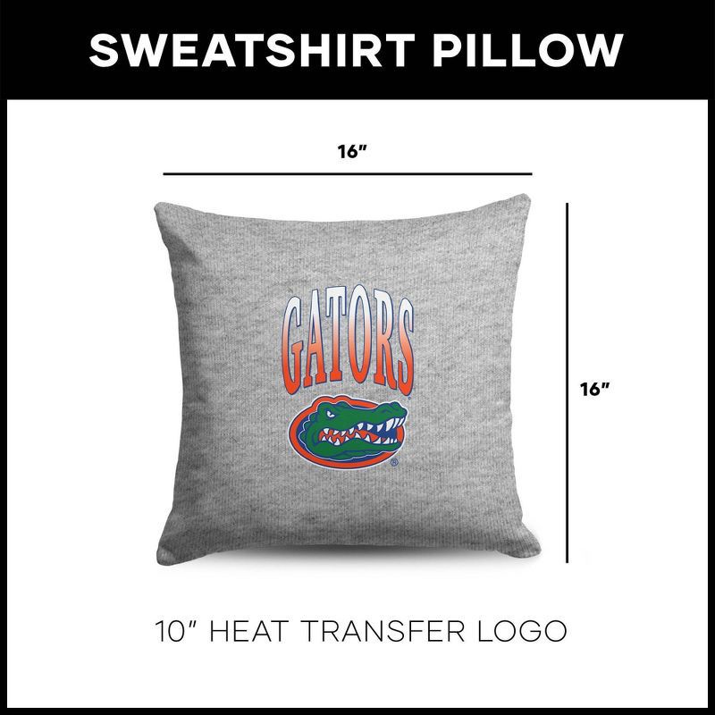 slide 5 of 5, NCAA Florida Gators 16" Heather Gray Sweatshirt Pillow, 1 ct
