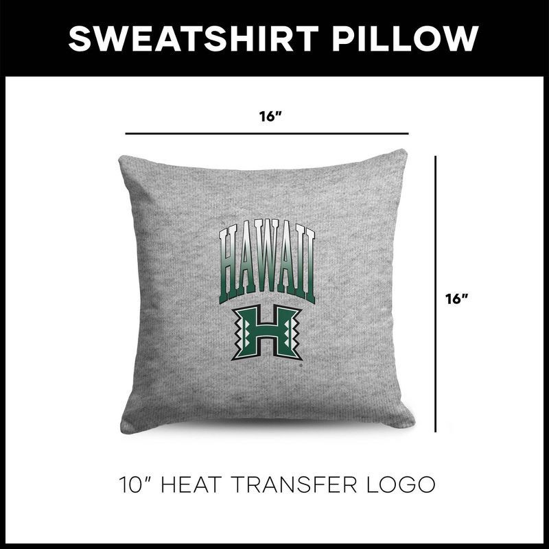 slide 5 of 5, NCAA Hawaii Rainbow Warriors 16" Heather Gray Sweatshirt Pillow, 1 ct