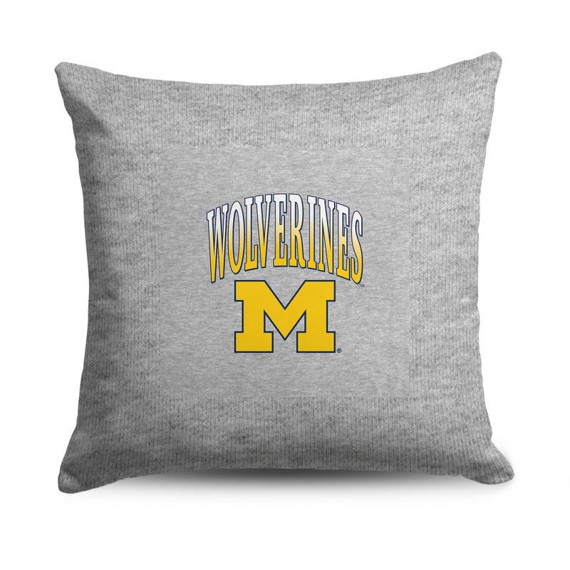 slide 1 of 5, NCAA Michigan Wolverines 16" Heather Gray Sweatshirt Pillow, 1 ct