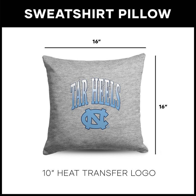 slide 5 of 5, NCAA North Carolina Tar Heels 16" Heather Gray Sweatshirt Pillow, 1 ct