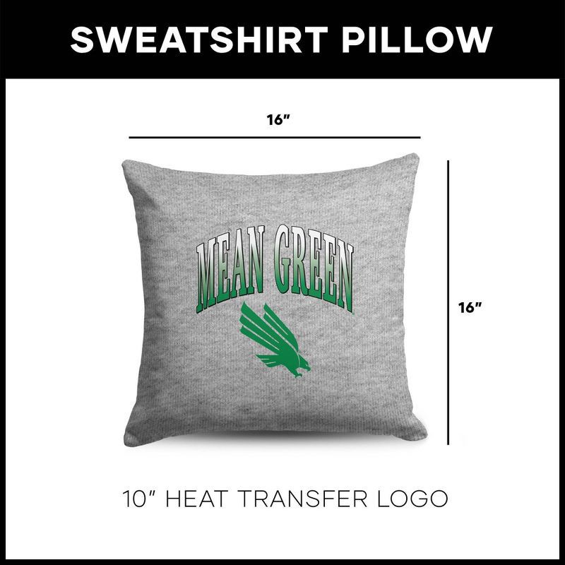 slide 5 of 5, NCAA North Texas Mean Green 16" Heather Gray Sweatshirt Pillow, 1 ct