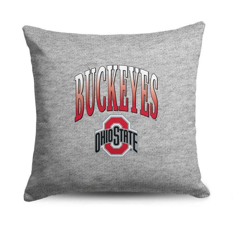slide 1 of 5, NCAA Ohio State Buckeyes 16" Heather Gray Sweatshirt Pillow, 1 ct