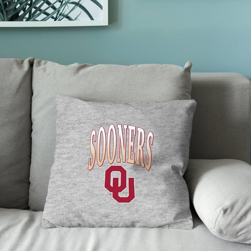 slide 4 of 5, NCAA Oklahoma Sooners 16" Heather Gray Sweatshirt Pillow, 1 ct