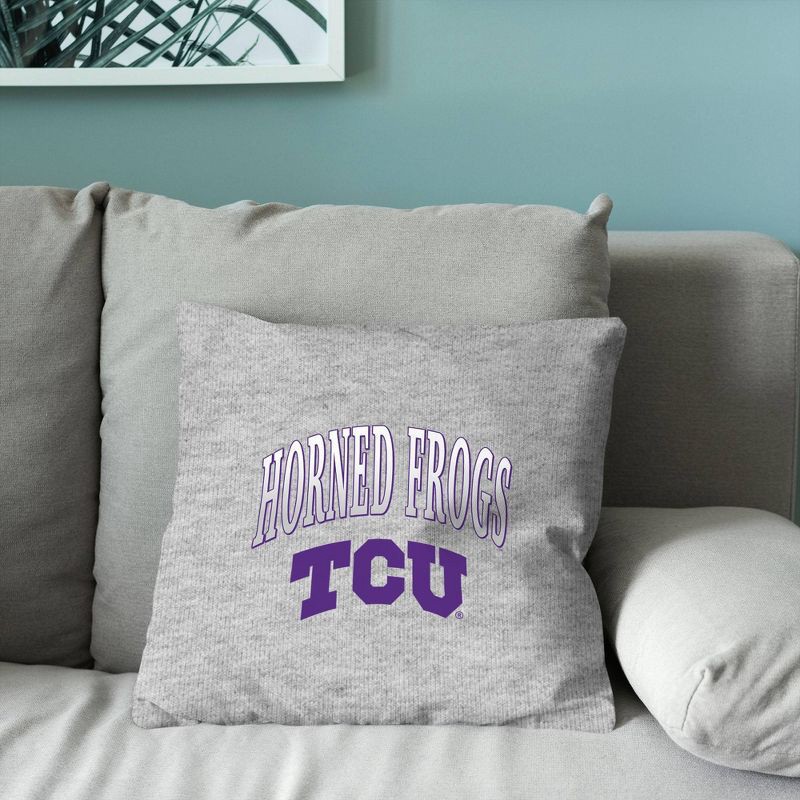 slide 4 of 5, NCAA TCU Horned Frogs 16" Heather Gray Sweatshirt Pillow, 1 ct