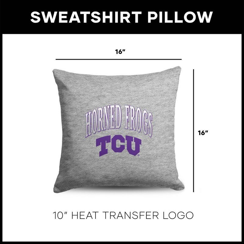 slide 5 of 5, NCAA TCU Horned Frogs 16" Heather Gray Sweatshirt Pillow, 1 ct