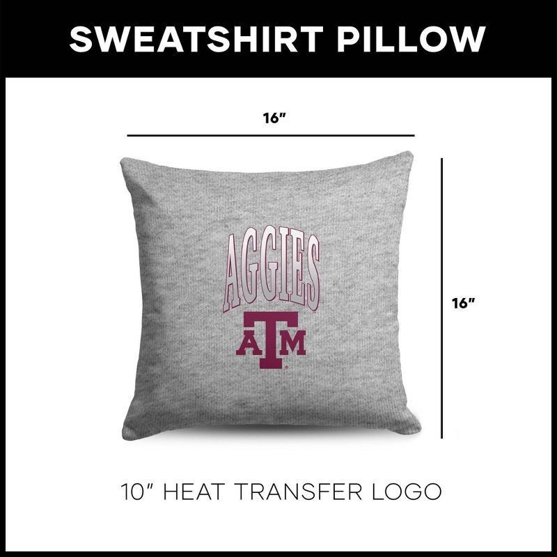 slide 5 of 5, NCAA Texas A&M Aggies 16" Heather Gray Sweatshirt Pillow, 1 ct