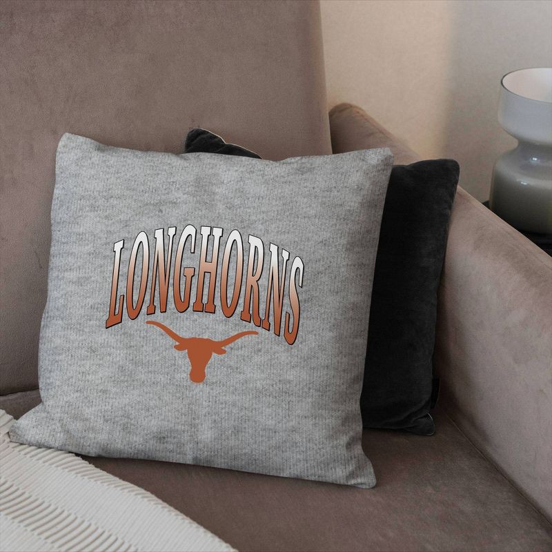 slide 3 of 5, NCAA Texas Longhorns 16" Heather Gray Sweatshirt Pillow, 1 ct