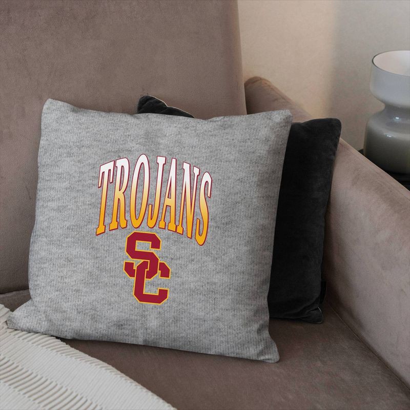slide 3 of 5, NCAA USC Trojans 16" Heather Gray Sweatshirt Pillow, 1 ct