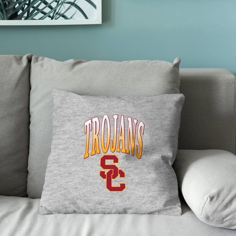 slide 4 of 5, NCAA USC Trojans 16" Heather Gray Sweatshirt Pillow, 1 ct