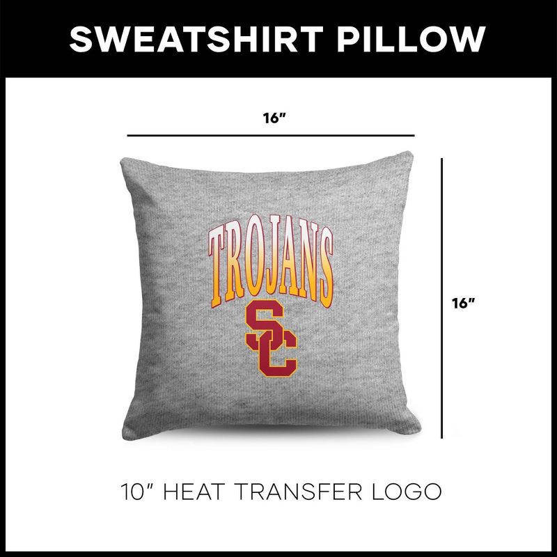 slide 5 of 5, NCAA USC Trojans 16" Heather Gray Sweatshirt Pillow, 1 ct