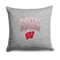 NCAA Wisconsin Badgers 16" Heather Gray Sweatshirt Pillow