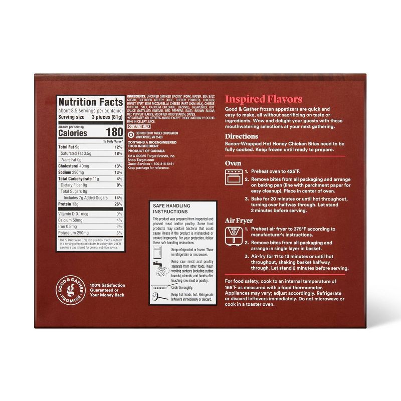 slide 2 of 4, Frozen Uncured Bacon Wrapped Chicken Bites - 9.52oz - Good & Gather™, 9.52 oz