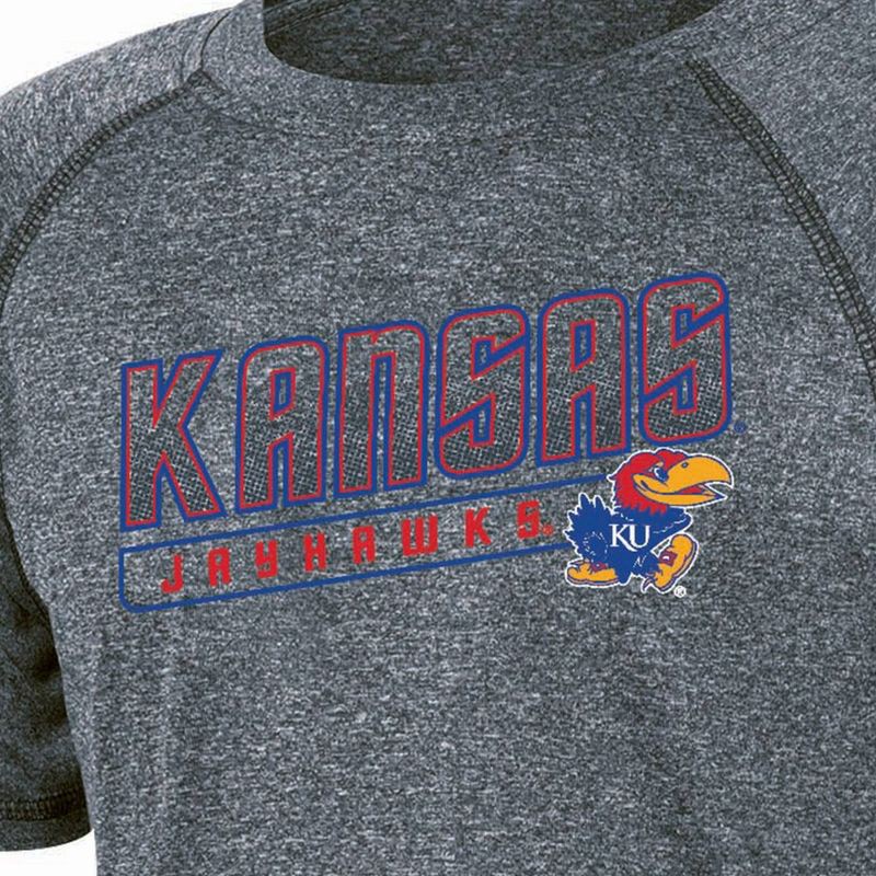 slide 3 of 3, NCAA Kansas Jayhawks Boys' Gray Poly T-Shirt - XL, 1 ct