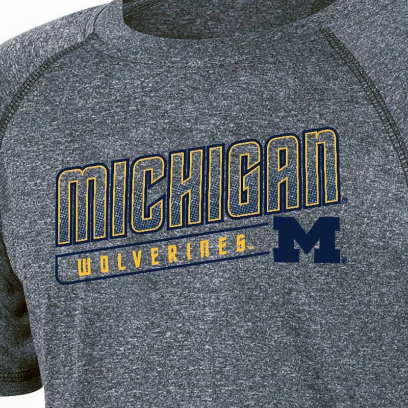 slide 3 of 3, NCAA Michigan Wolverines Boys' Gray Poly T-Shirt - XL, 1 ct