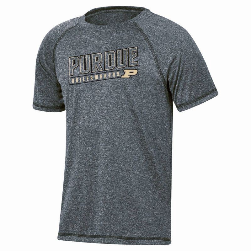 slide 1 of 3, NCAA Purdue Boilermakers Boys' Gray Poly T-Shirt - M: Solid Crew Neck Jersey, 1 ct