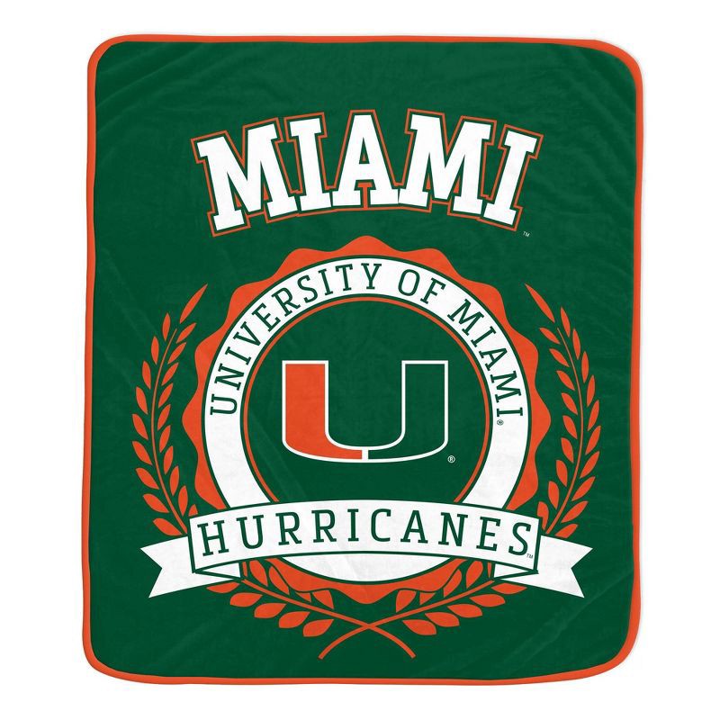 slide 1 of 2, NCAA Miami Hurricanes Crest Ultra Soft Blanket, 1 ct