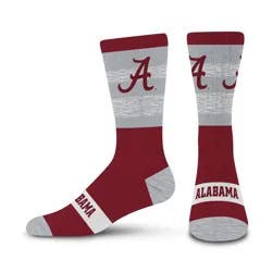 NCAA Alabama Crimson Tide Mixer Crew Socks: Cushioned Heel & Toe, Knit Fabric