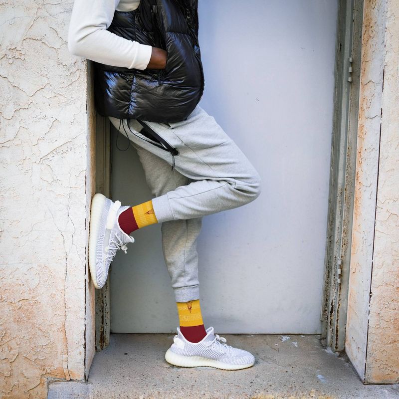 slide 2 of 3, NCAA Arizona State Sun Devils Mixer Crew Socks: Cushioned Heel & Toe, Knit Fabric, 1 ct