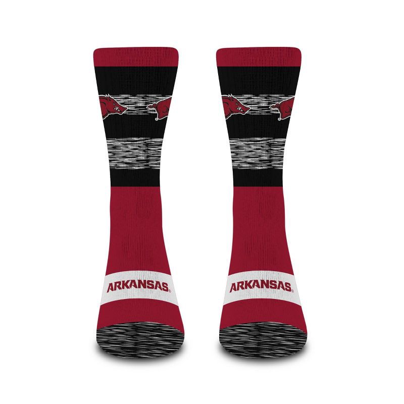 slide 2 of 3, NCAA Arkansas Razorbacks Mixer Crew Socks: Cushioned Heel & Toe, Knit, Adult Large, 1 ct