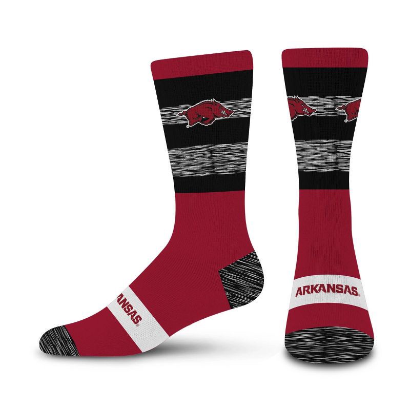 slide 1 of 3, NCAA Arkansas Razorbacks Mixer Crew Socks: Cushioned Heel & Toe, Knit, Adult Large, 1 ct