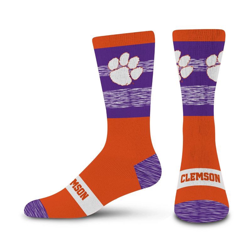 slide 1 of 3, NCAA Clemson Tigers Mixer Crew Socks: Cushioned Heel & Toe, Knit, Adult Large, 1 ct