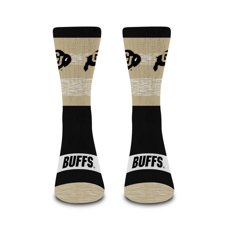 slide 2 of 3, NCAA Colorado Buffaloes Mixer Crew Socks: Cushioned Heel & Toe, Knit Fabric, 1 ct