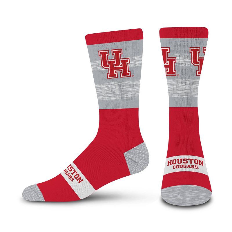 slide 1 of 3, NCAA Houston Cougars Mixer Crew Socks: Cushioned Heel & Toe, Knit Fabric, 1 ct