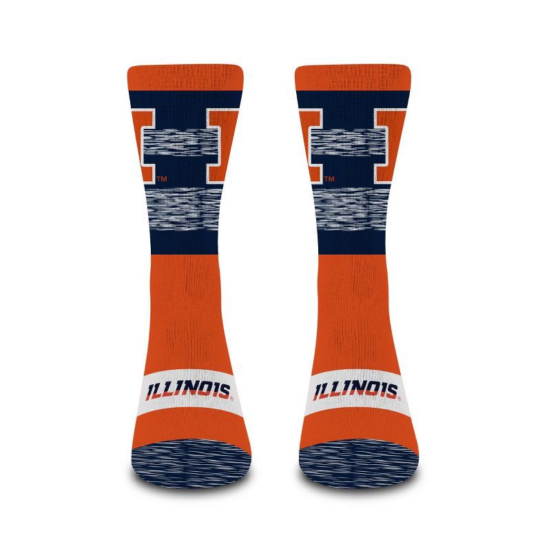 slide 3 of 3, NCAA Illinois Fighting Illini Mixer Crew Socks: Cushioned Heel & Toe, Knit Fabric, 1 ct