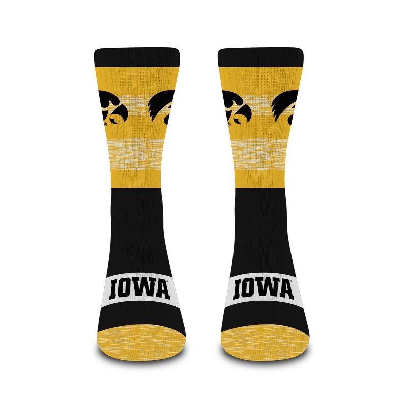slide 2 of 3, NCAA Iowa Hawkeyes Mixer Crew Socks: Cushioned Heel & Toe, Knit Midweight Fabric, 1 ct