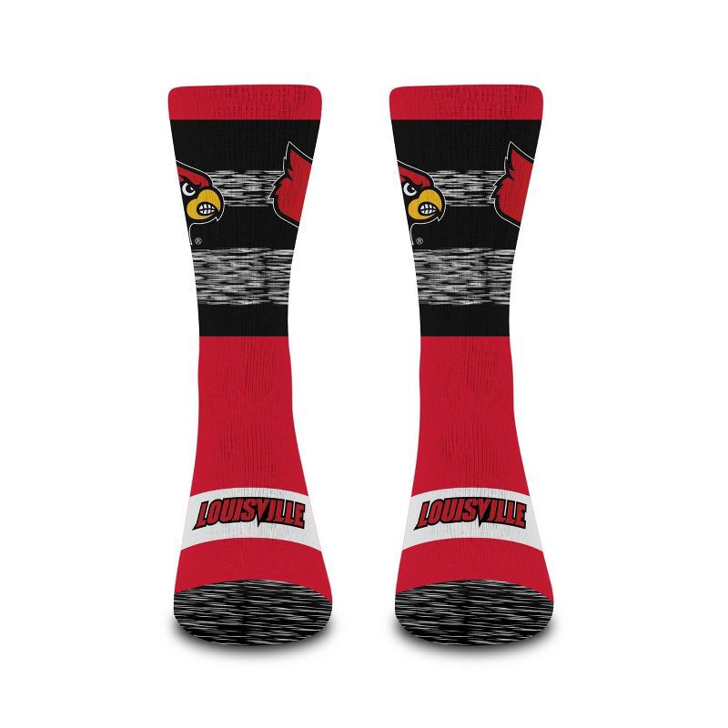 slide 3 of 3, NCAA Louisville Cardinals Mixer Crew Socks: Cushioned Heel & Toe, Knit Fabric, 1 ct