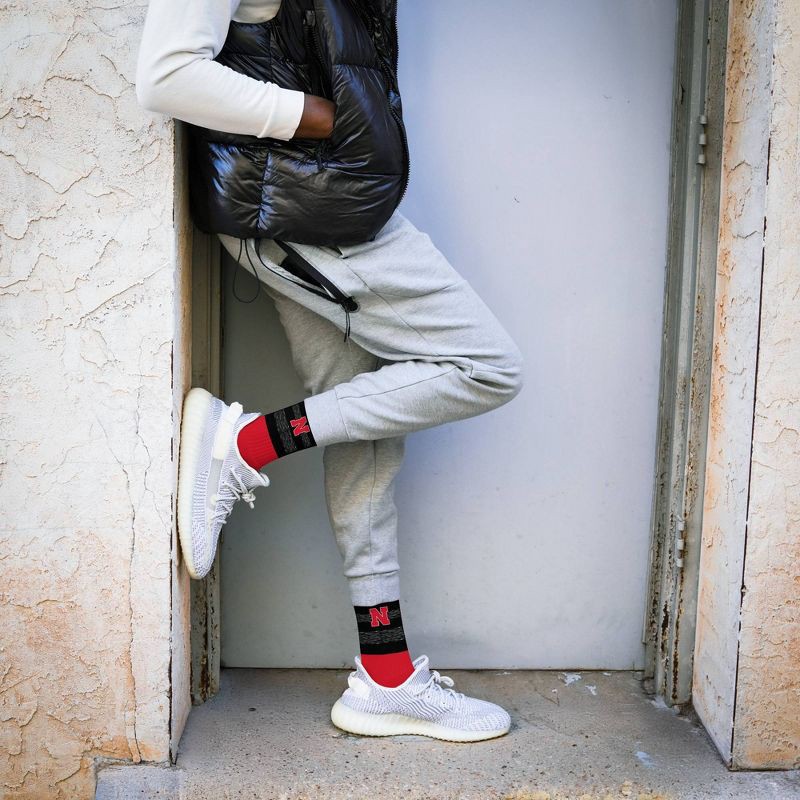 slide 2 of 3, NCAA Nebraska Cornhuskers Mixer Crew Socks: Cushioned Heel & Toe, Knit Fabric, 1 ct