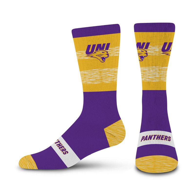 slide 1 of 3, NCAA Northern Iowa Panthers Mixer Crew Socks: Cushioned Heel & Toe, Knit Fabric, 1 ct