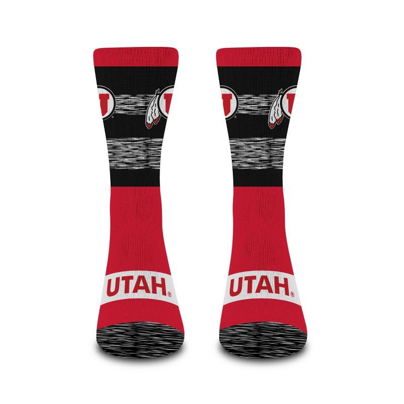 slide 3 of 3, NCAA Utah Utes Mixer Crew Socks: Cushioned Heel & Toe, Knit Midweight Fabric, 1 ct