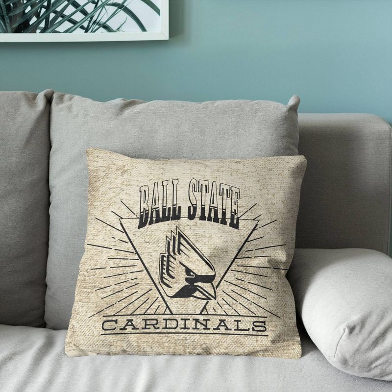 slide 3 of 5, NCAA Ball State Cardinals 26 x 26 Woven Tapestry Pillow, 1 ct