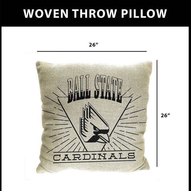 slide 5 of 5, NCAA Ball State Cardinals 26 x 26 Woven Tapestry Pillow, 1 ct