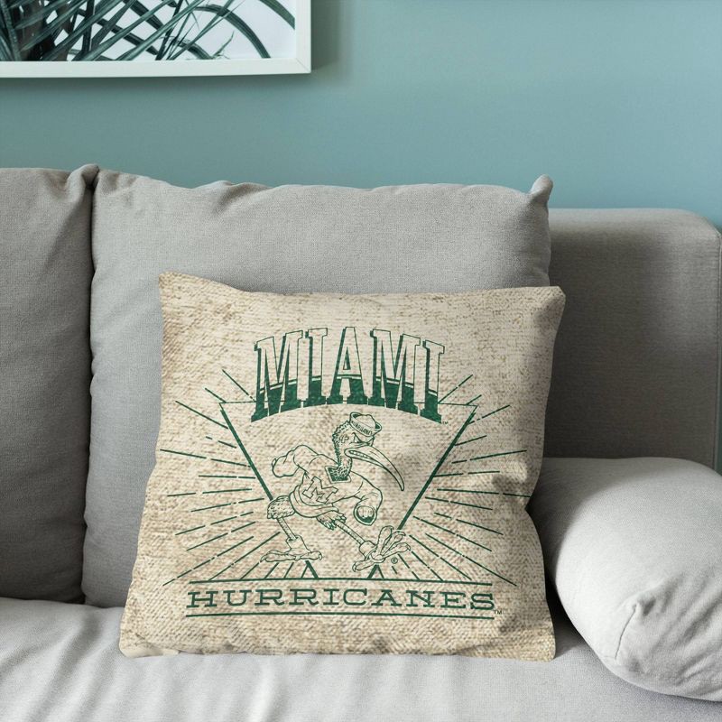 slide 3 of 5, NCAA Miami Hurricanes 26 x 26 Woven Tapestry Pillow, 1 ct