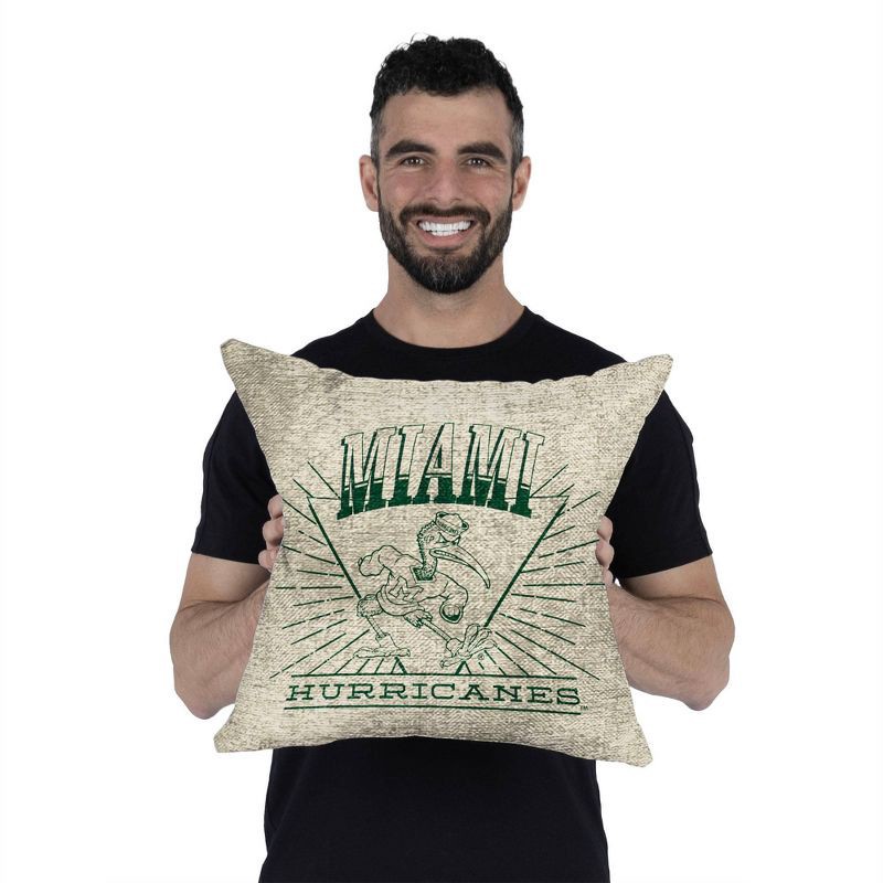 slide 4 of 5, NCAA Miami Hurricanes 26 x 26 Woven Tapestry Pillow, 1 ct